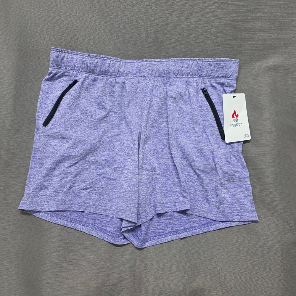 Liberty Pro Purple Space Dye Athletic Shorts Womens Medium Zipper‎ Pockets NWT